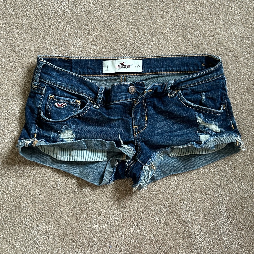 Hollister Women's Distressed Blue Jean Shorts Size 1
